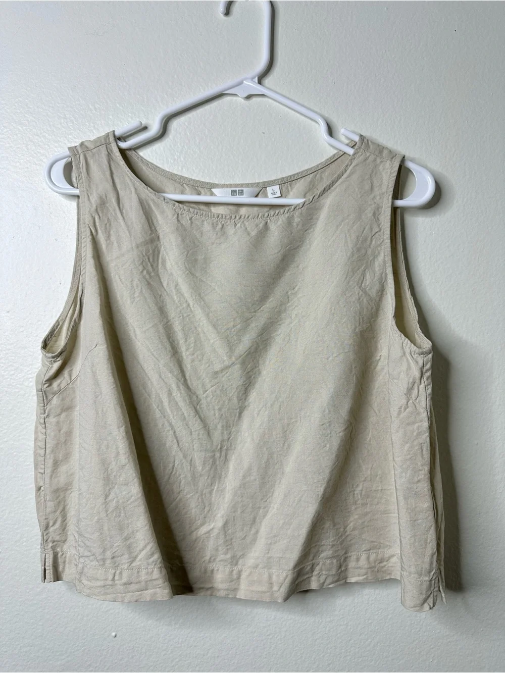 Uniqlo Linen Blend Blouse in Natural Color Size Large